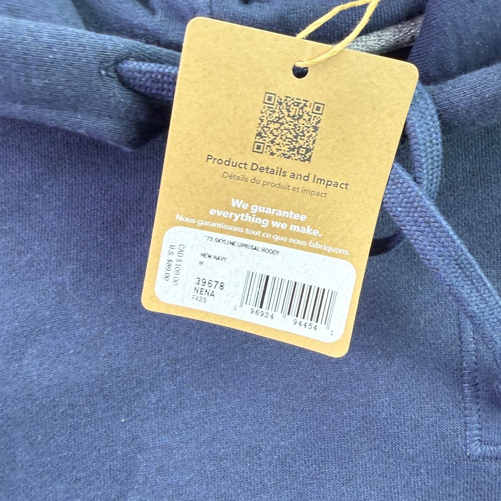 Patagonia Hoodie Sweatshirt 73' Skyline Uprisal Mens M Womens L Navy Blue NEW - Picture 5 of 8